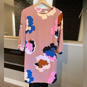 A New Day Floral Puffy Sleeve Dress Size Small Long Sleeve Pink Blue Black White